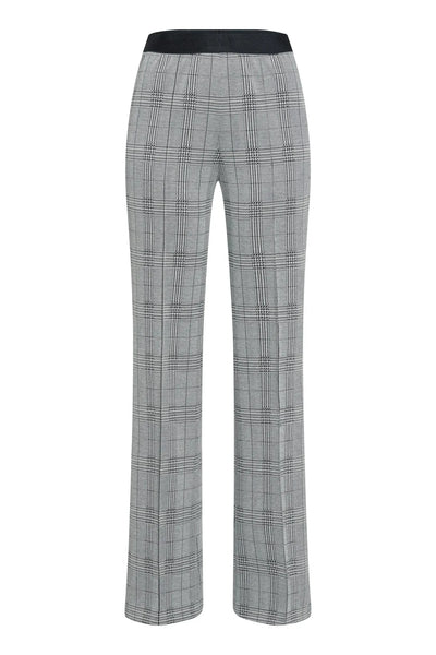 Flared Trousers In Elasticated Check Charcoal Varied-Marc Aurel-Tocca Finita