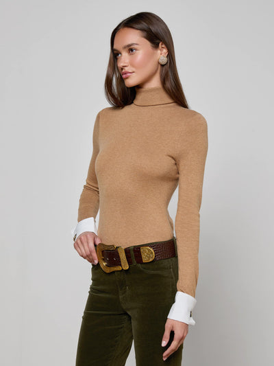 Flora Turtleneck Chestnut/White-L'Agence-Tocca Finita