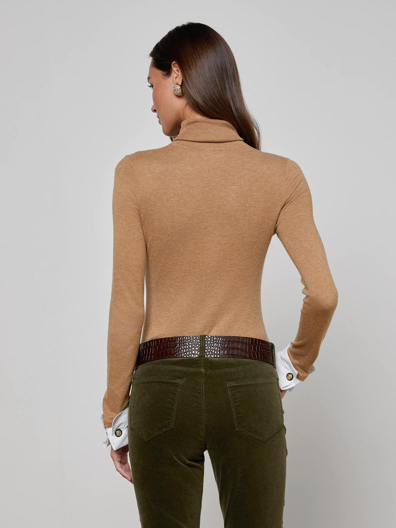 Flora Turtleneck Chestnut/White-L&