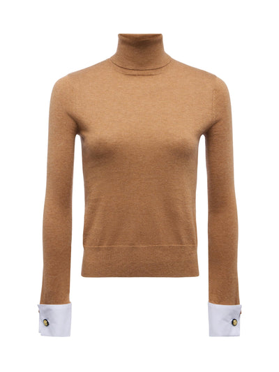 Flora Turtleneck Chestnut/White-L'Agence-Tocca Finita