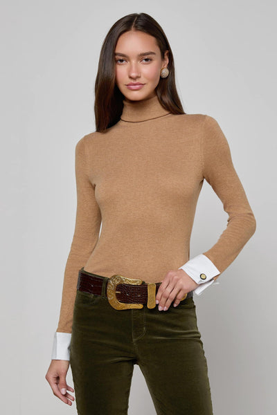 Flora Turtleneck Chestnut/White-L'Agence-Tocca Finita