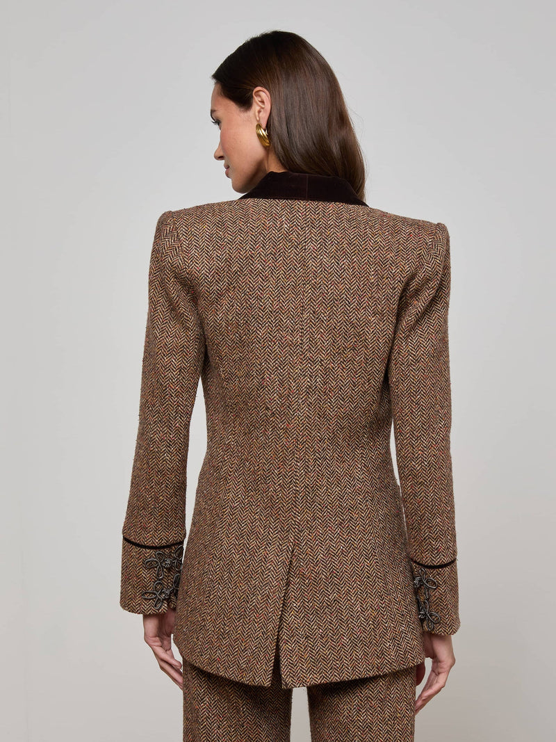 Gable Herringbone Blazer Brown-L&