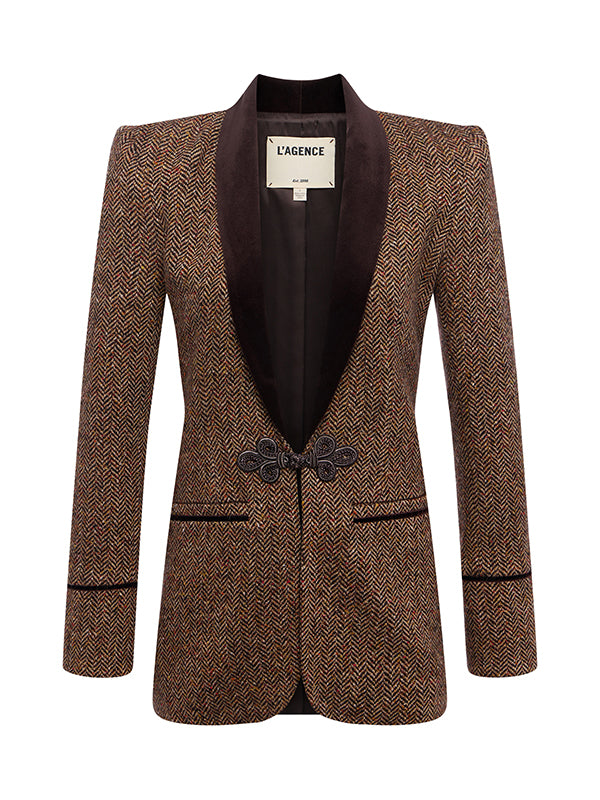 Gable Herringbone Blazer Brown-L&