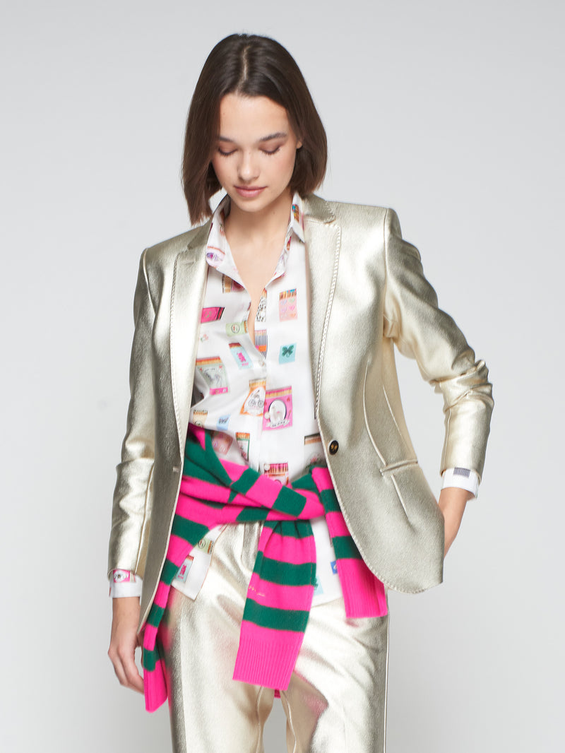 Gold Blazer With Bee Buttons-Vilagallo-Tocca Finita
