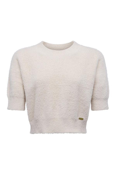 Guinevere Short Sleeve Crop Crew in Vintage White-L'Agence-Tocca Finita