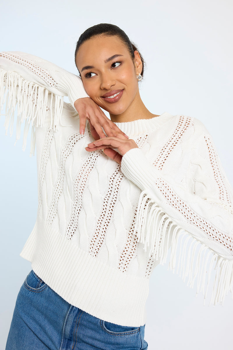 Hazel Fringe Sweater Ivory-Wispr-Tocca Finita