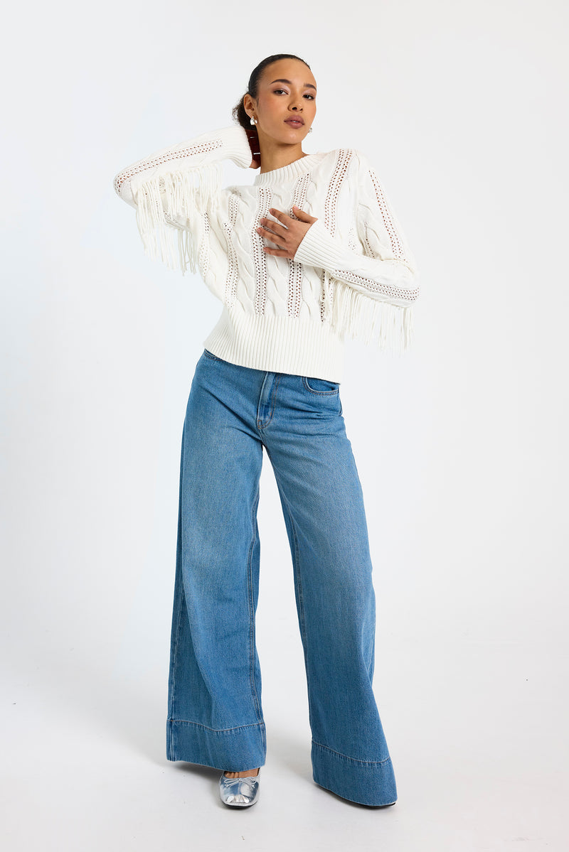 Hazel Fringe Sweater Ivory-Wispr-Tocca Finita