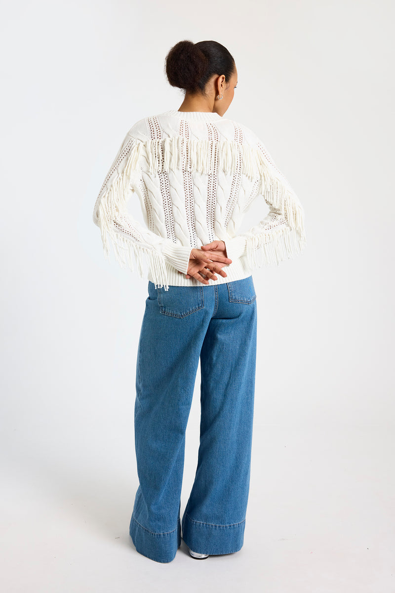 Hazel Fringe Sweater Ivory-Wispr-Tocca Finita