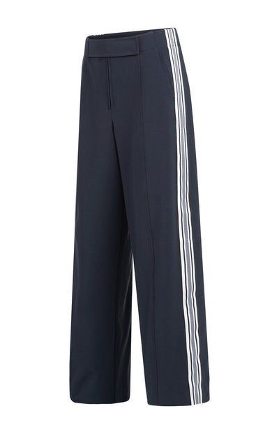High Waist Trousers With Side Stripes Inkwell Blue