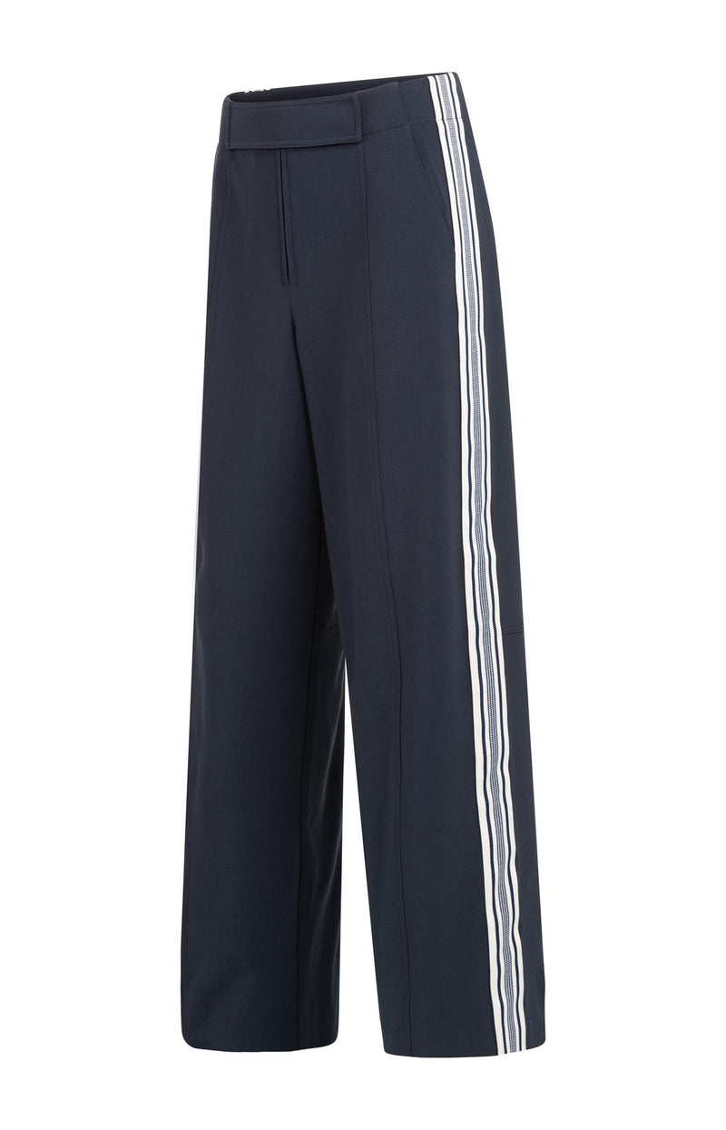 High Waist Trousers With Side Stripes Inkwell Blue