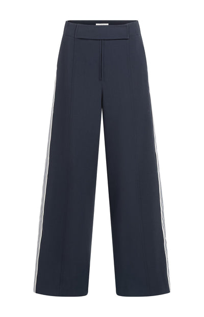 High Waist Trousers With Side Stripes Inkwell Blue