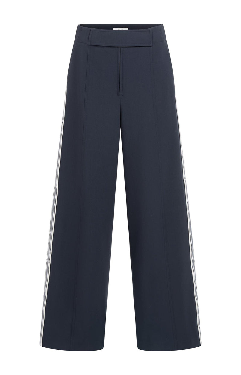 High Waist Trousers With Side Stripes Inkwell Blue
