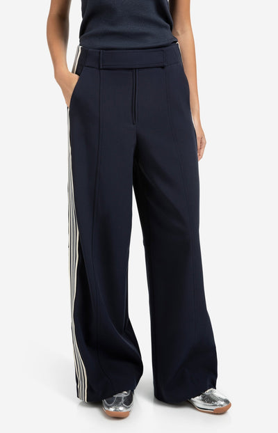 High Waist Trousers With Side Stripes Inkwell Blue