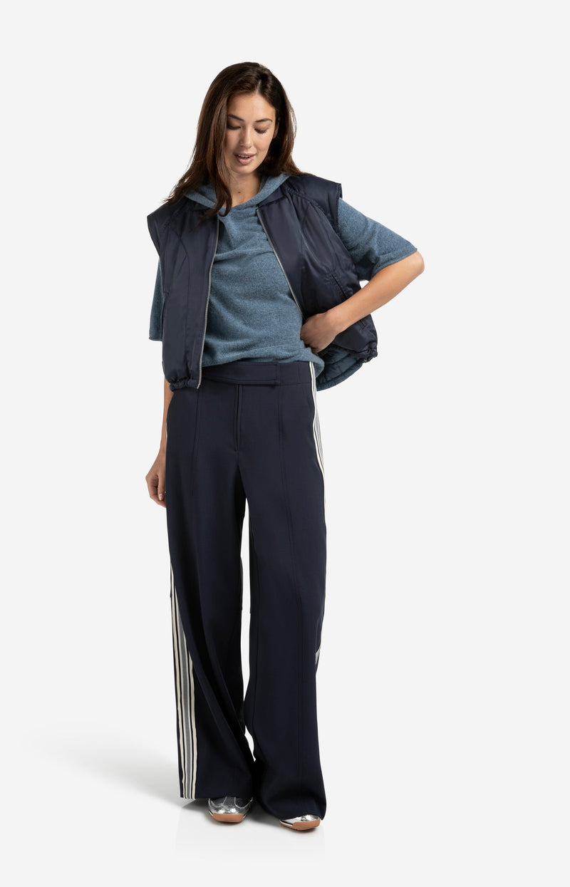 High Waist Trousers With Side Stripes Inkwell Blue