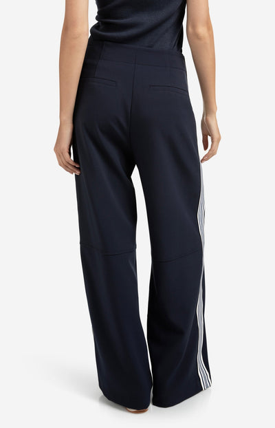 High Waist Trousers With Side Stripes Inkwell Blue