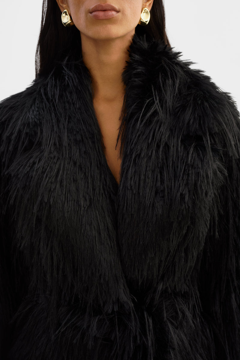 Isla Faux Fur Belted Coat-LAMARQUE-Tocca Finita