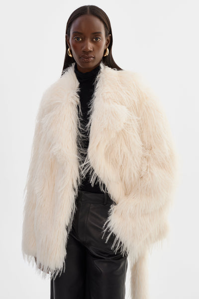 Isla Faux Fur Belted Coat-LAMARQUE-Tocca Finita