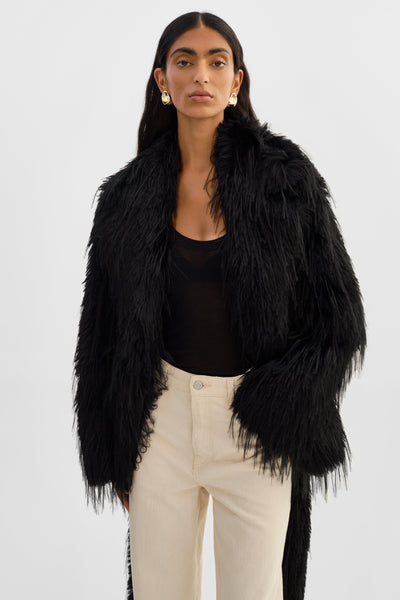 Isla Faux Fur Belted Coat-LAMARQUE-Tocca Finita