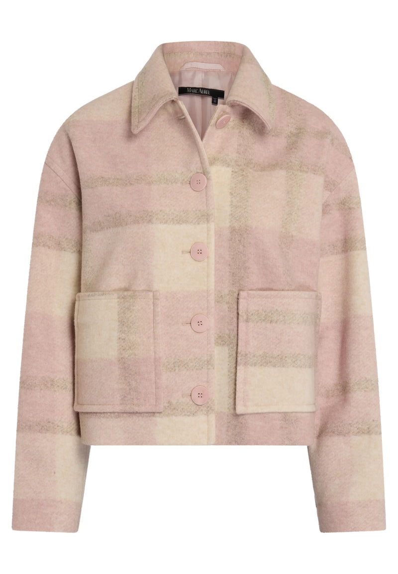 Jacket In Brushed Wool Blend Biscuit Powder Blush Varied-Marc Aurel-Tocca Finita