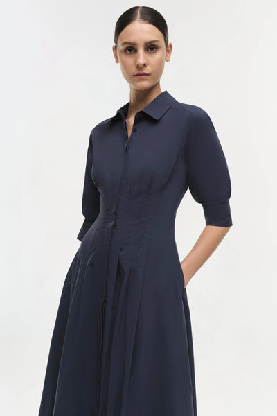 Jazz Pintuck Midi Dress In Navy-SIMKHAI-Tocca Finita