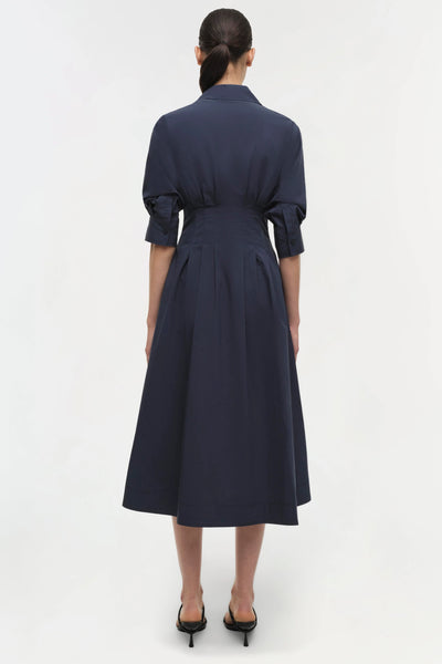 Jazz Pintuck Midi Dress In Navy-SIMKHAI-Tocca Finita