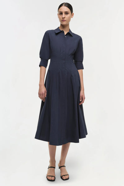 Jazz Pintuck Midi Dress In Navy-SIMKHAI-Tocca Finita