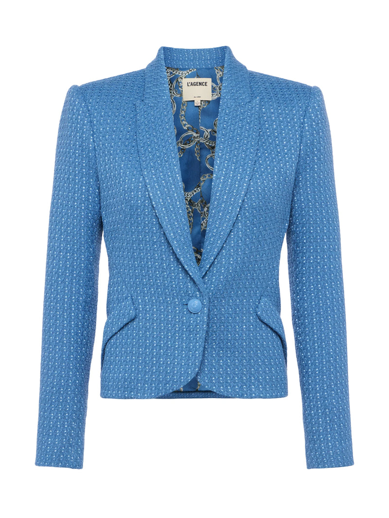 Jennah Tweed Blazer In Harbour Blue-L&