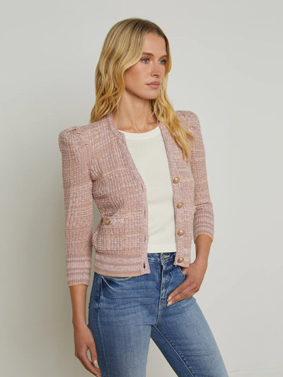 Jenni White Cardi In Dusty Pink Multi-L'Agence-Tocca Finita