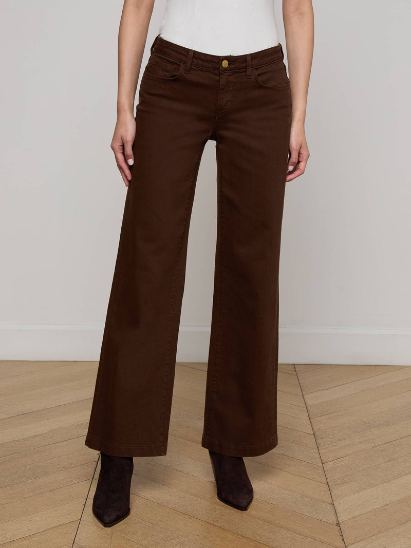 Joanne Low-Rise Wide-Leg Jean Brown-L&