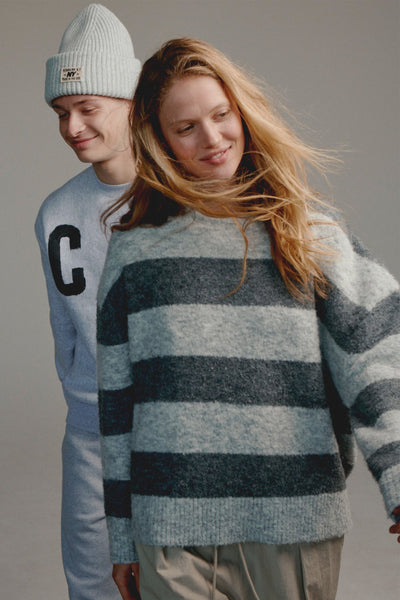 Jumper Stripe Light Grey-Penn&Ink-Tocca Finita