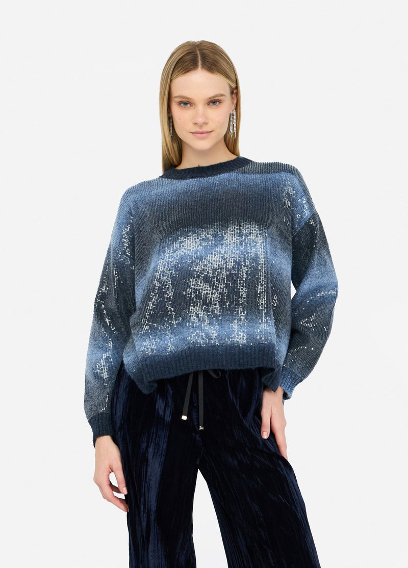 Jumper With Sequins Blue-Liu Jo-Tocca Finita