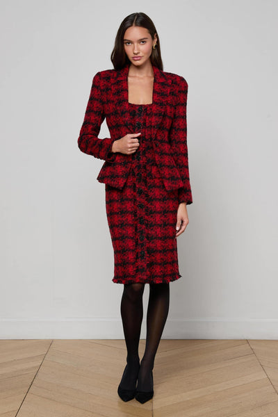 Kaisley Tweed Blazer Red Black Houndstooth-L'Agence-Tocca Finita
