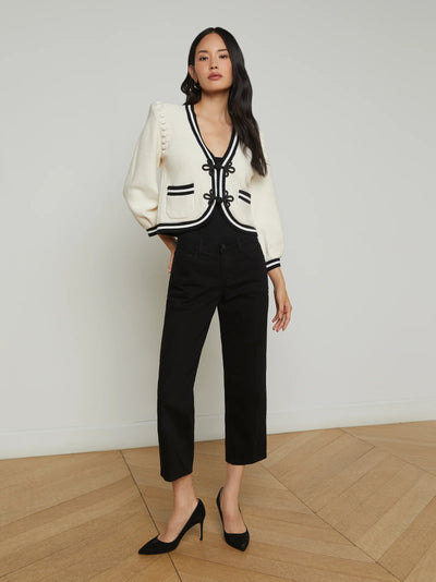 Kaito Cardigan Ivory Black-L'Agence-Tocca Finita