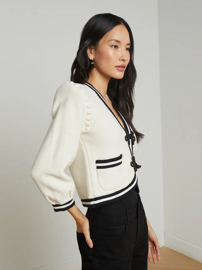 Kaito Cardigan Ivory Black-L'Agence-Tocca Finita