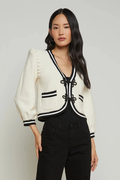 Kaito Cardigan Ivory Black-L'Agence-Tocca Finita