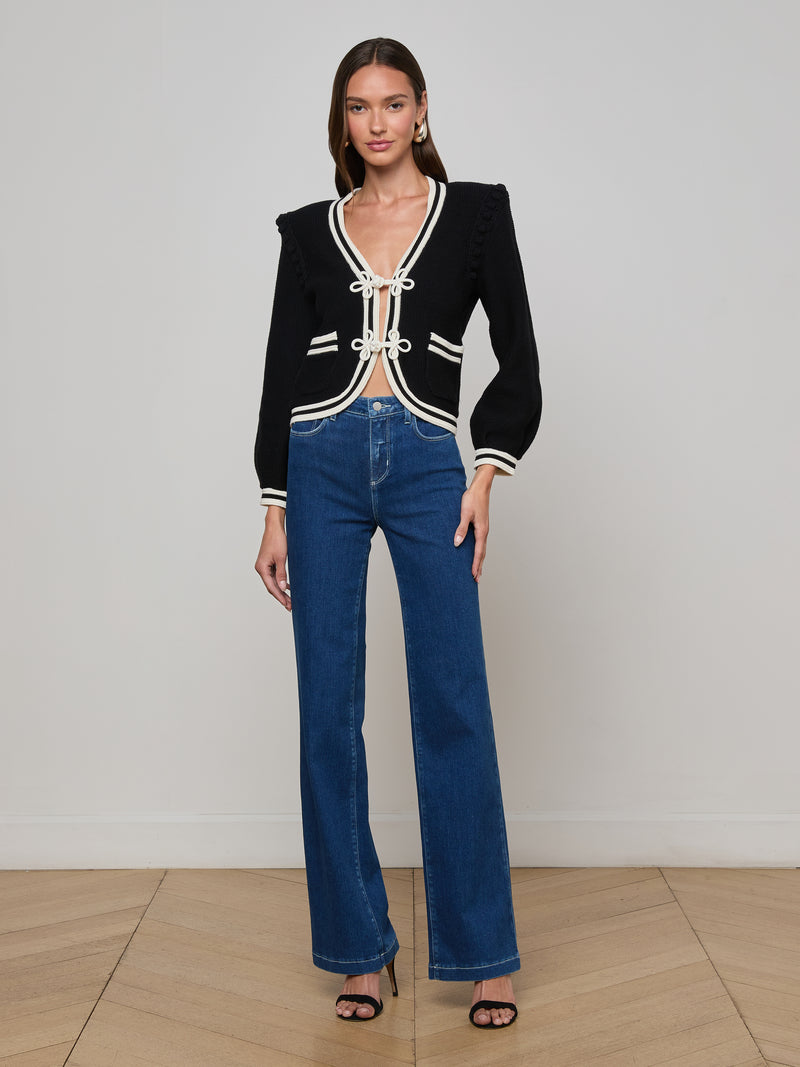 Kaito Cropped Cardigan Black/Ivory-L&