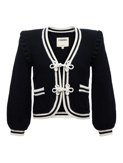 Kaito Cropped Cardigan Black/Ivory-L'Agence-Tocca Finita