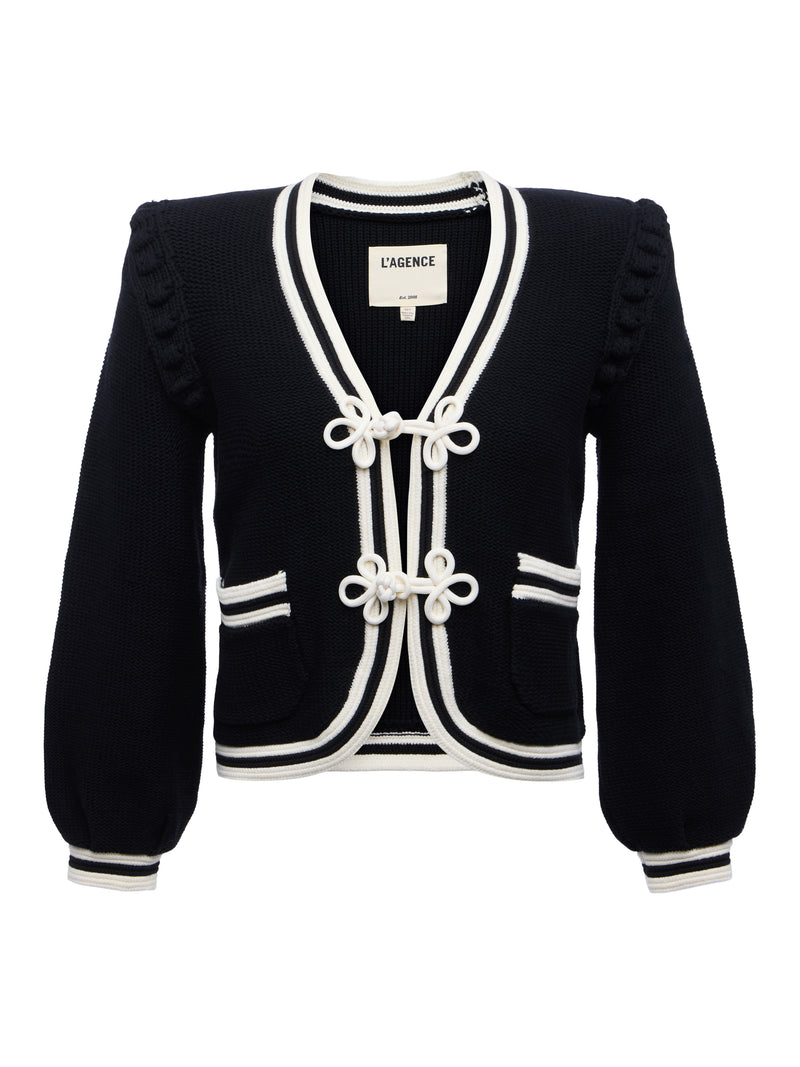 Kaito Cropped Cardigan Black/Ivory-L&