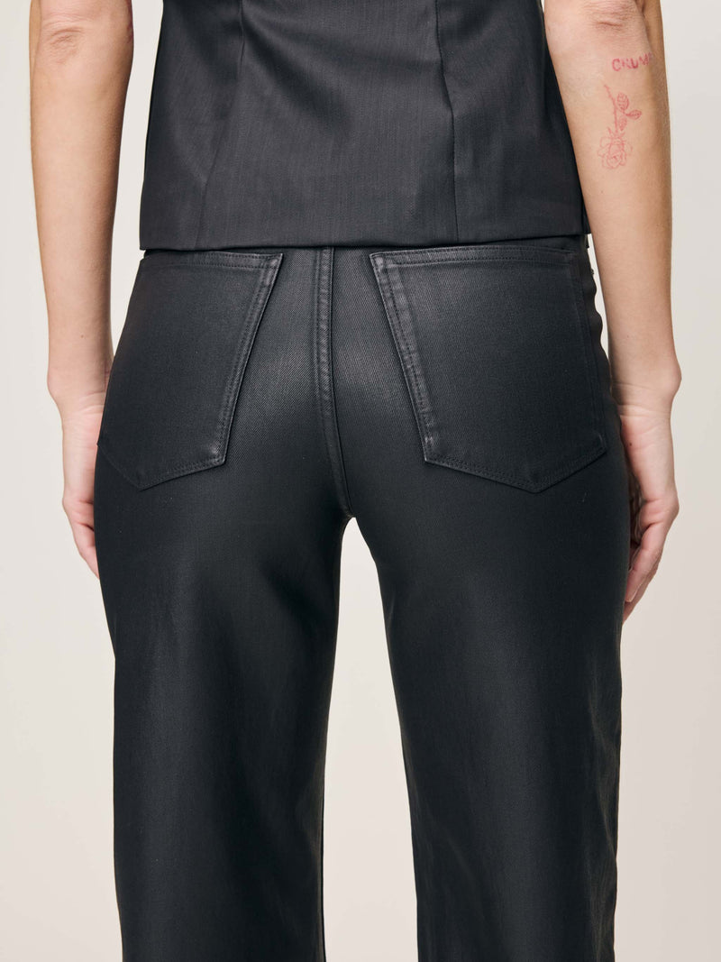Karmine Refined Wide Leg High Rise 31" JeansCoated Black-DL1961-Tocca Finita
