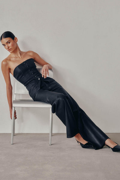 Karmine Refined Wide Leg High Rise 31" JeansCoated Black-DL1961-Tocca Finita