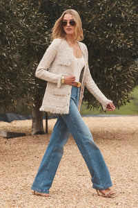 Kastoria Fringe Cardigan Natural Multi Boucle-L'Agence-Tocca Finita