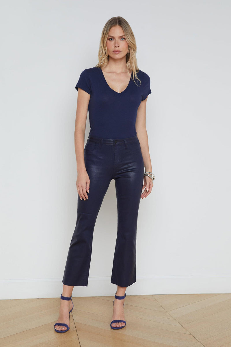 Kendra Coated Cropped Flare Jean Metro Coated-L&
