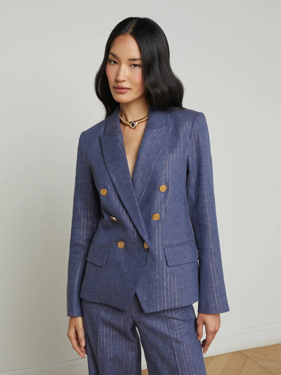 Kenzie Blazer in Wild Wind Gold Pinstripe-L'Agence-Tocca Finita