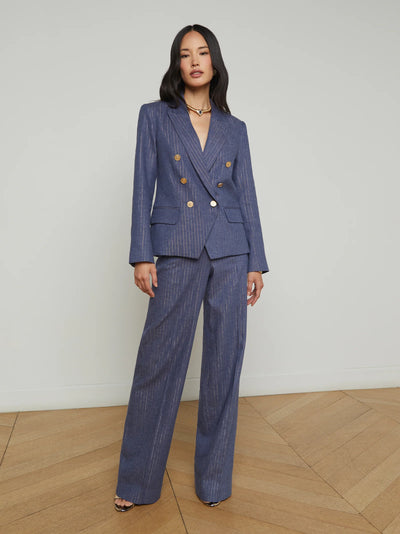 Kenzie Blazer in Wild Wind Gold Pinstripe-L'Agence-Tocca Finita
