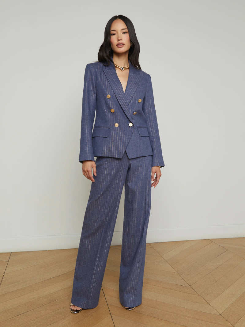 Kenzie Blazer in Wild Wind Gold Pinstripe-L&