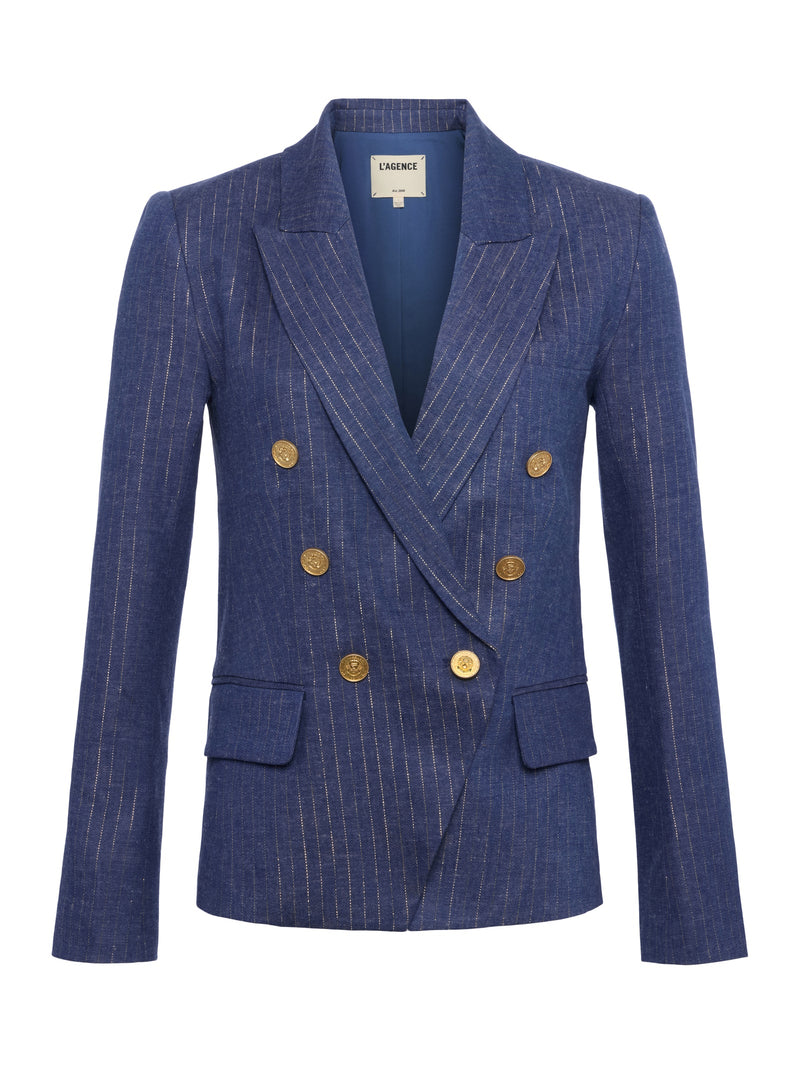 Kenzie Blazer in Wild Wind Gold Pinstripe-L&