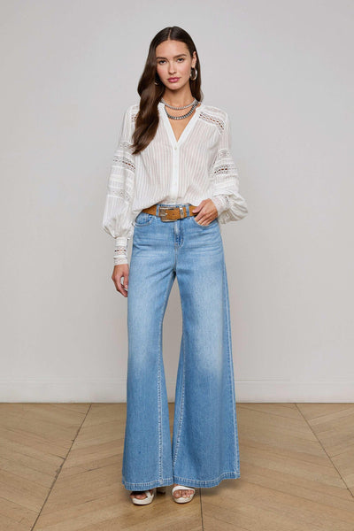 Kiera Trim Ivory Blouse-L'Agence-Tocca Finita
