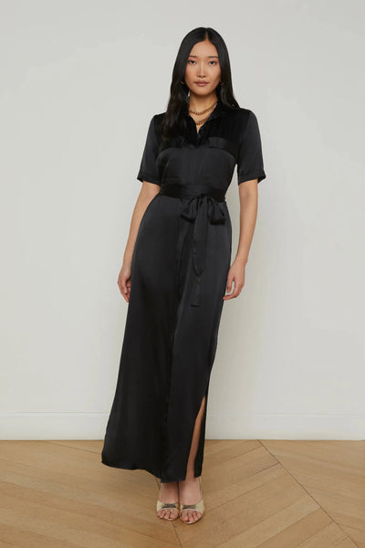 Klement Dress with Tassel Belt Black-L'Agence-Tocca Finita