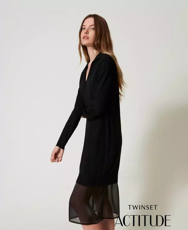 Knit Midi Dress With Slip-Twinset Actitude-Tocca Finita