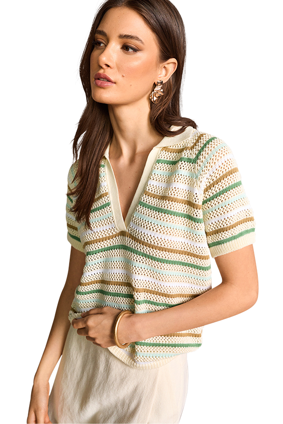 Knitted Collar Sweater Organic Cotton-Riani-Tocca Finita